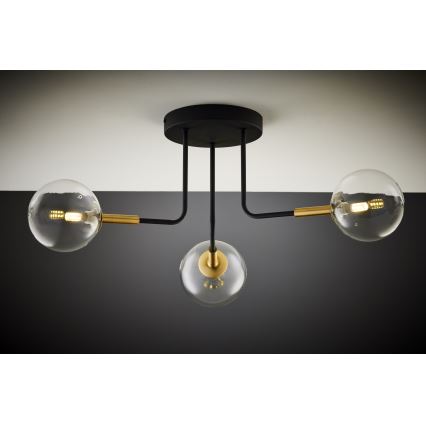 Jupiter 2039 - Viseći luster BURANO 3xG9/10W/230V crna/zlatna/prozirna