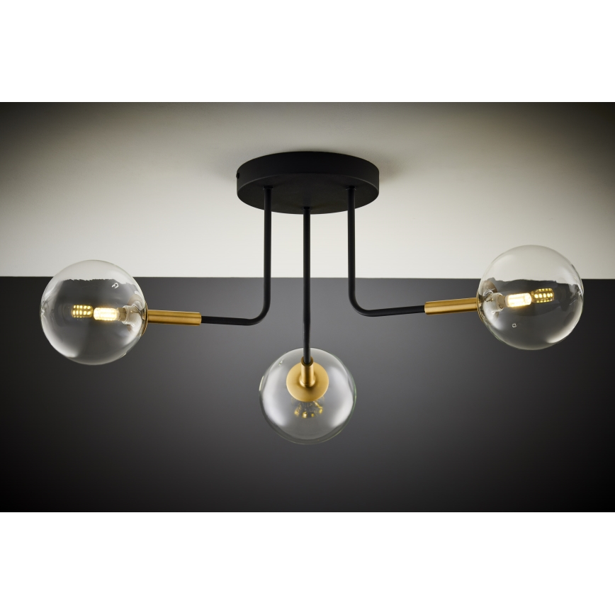 Jupiter 2039 - Viseći luster BURANO 3xG9/10W/230V crna/zlatna/prozirna