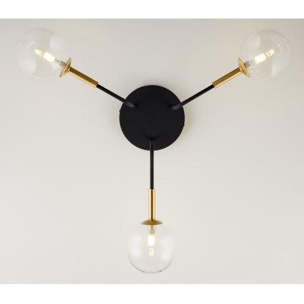 Jupiter 2039 - Viseći luster BURANO 3xG9/10W/230V crna/zlatna/prozirna