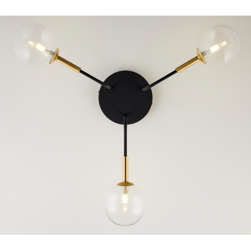 Jupiter 2039 - Viseći luster BURANO 3xG9/10W/230V crna/zlatna/prozirna