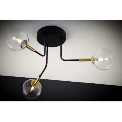 Jupiter 2039 - Viseći luster BURANO 3xG9/10W/230V crna/zlatna/prozirna