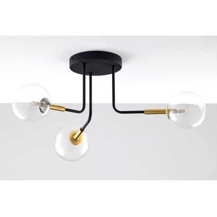 Jupiter 2039 - Viseći luster BURANO 3xG9/10W/230V crna/zlatna/prozirna