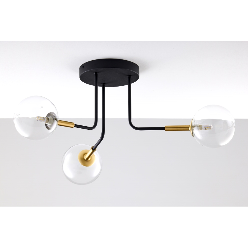 Jupiter 2039 - Viseći luster BURANO 3xG9/10W/230V crna/zlatna/prozirna