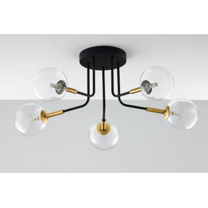 Jupiter 2040 - Viseći luster BURANO 5xG9/10W/230V crna/zlatna/prozirna