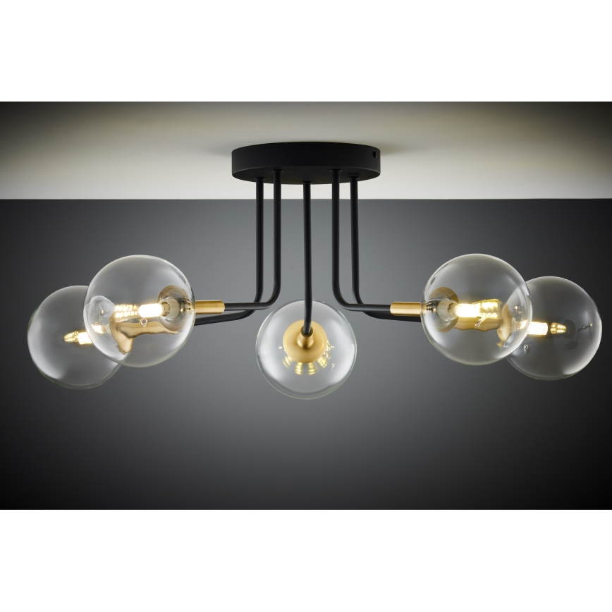 Jupiter 2040 - Viseći luster BURANO 5xG9/10W/230V crna/zlatna/prozirna