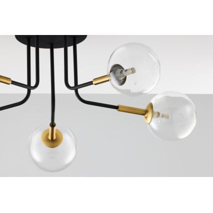 Jupiter 2040 - Viseći luster BURANO 5xG9/10W/230V crna/zlatna/prozirna