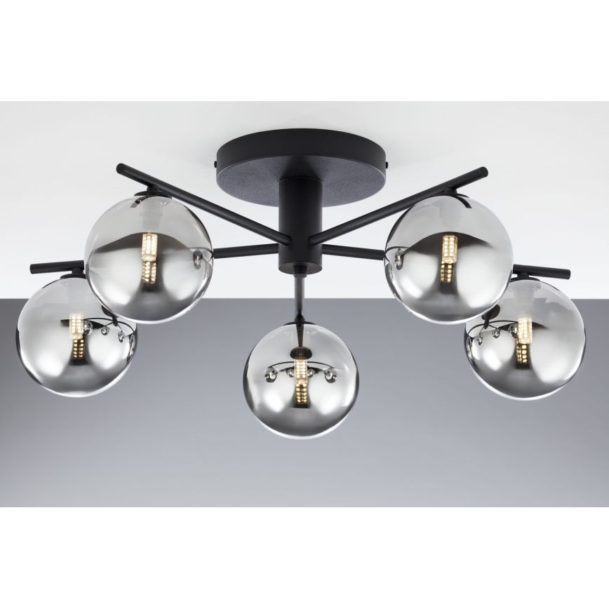 Jupiter 2048 - Nadzidni luster PRATO 5xG9/14W/230V crna/dimna siva