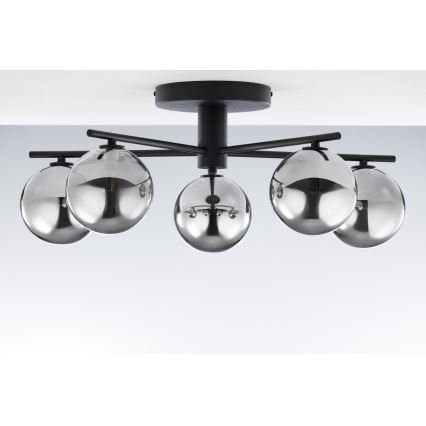 Jupiter 2048 - Nadzidni luster PRATO 5xG9/14W/230V crna/dimna siva