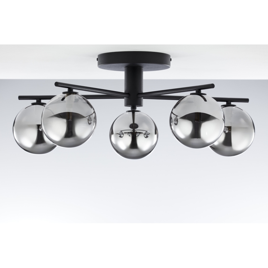Jupiter 2048 - Nadzidni luster PRATO 5xG9/14W/230V crna/dimna siva