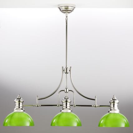 Jupiter 2072 - Luster na šipci PLATINO 3xE27/15W/230V zelena/sjajni krom