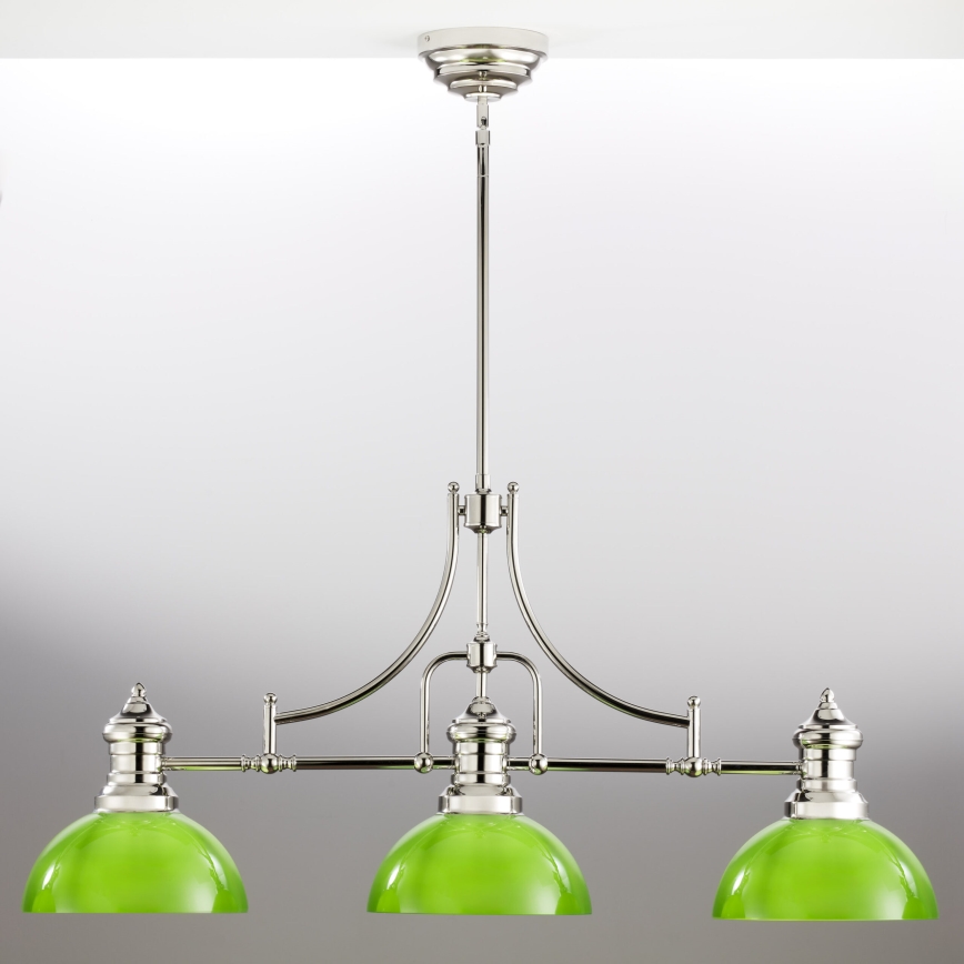Jupiter 2072 - Luster na šipci PLATINO 3xE27/15W/230V zelena/sjajni krom