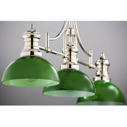 Jupiter 2072 - Luster na šipci PLATINO 3xE27/15W/230V zelena/sjajni krom