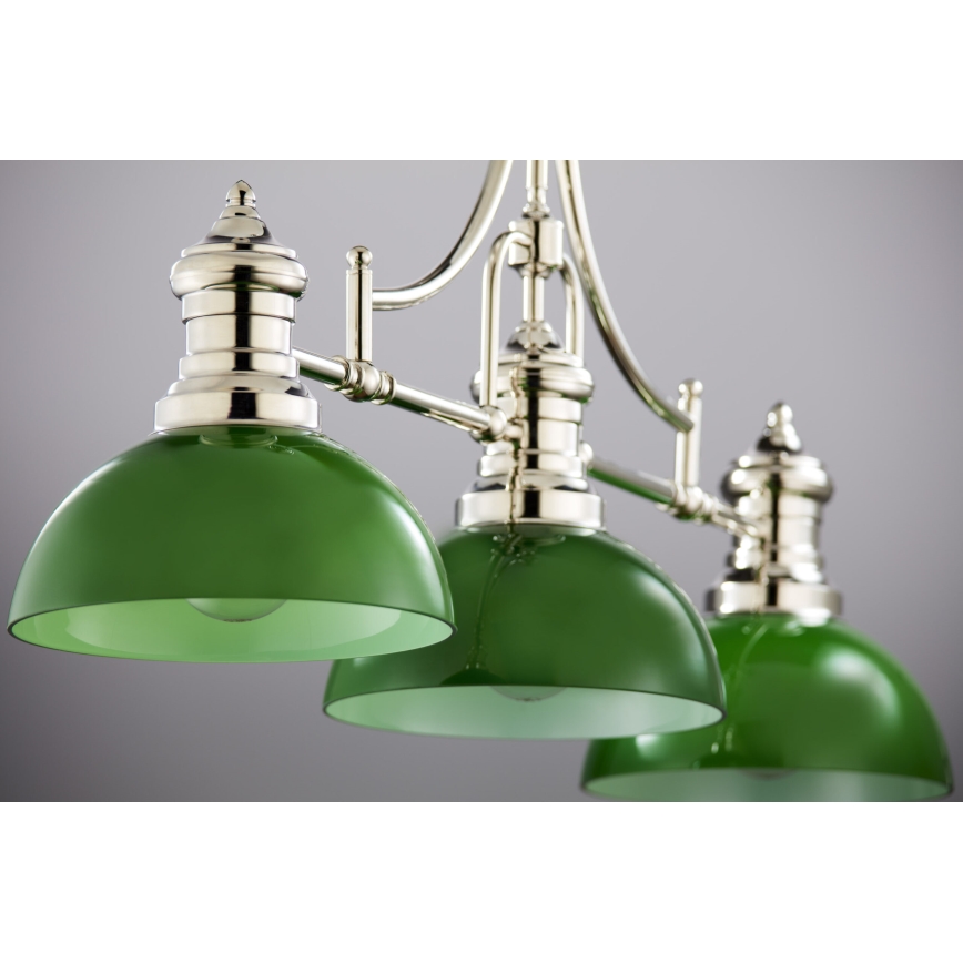 Jupiter 2072 - Luster na šipci PLATINO 3xE27/15W/230V zelena/sjajni krom