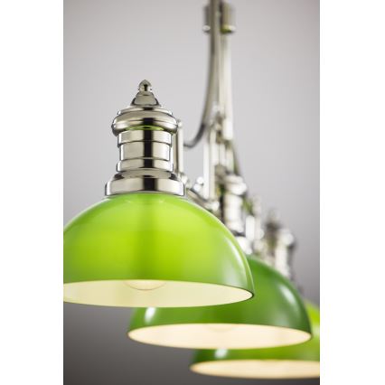Jupiter 2072 - Luster na šipci PLATINO 3xE27/15W/230V zelena/sjajni krom