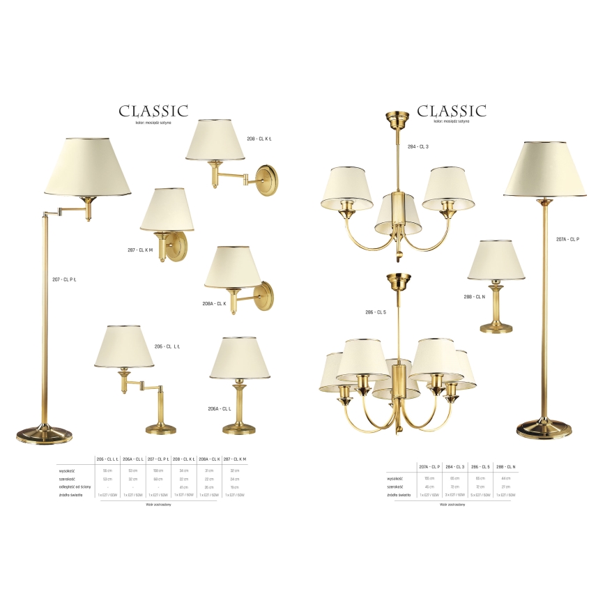Jupiter 207A - CL P - Podna lampa CLASSIC 1xE27/60W/230V