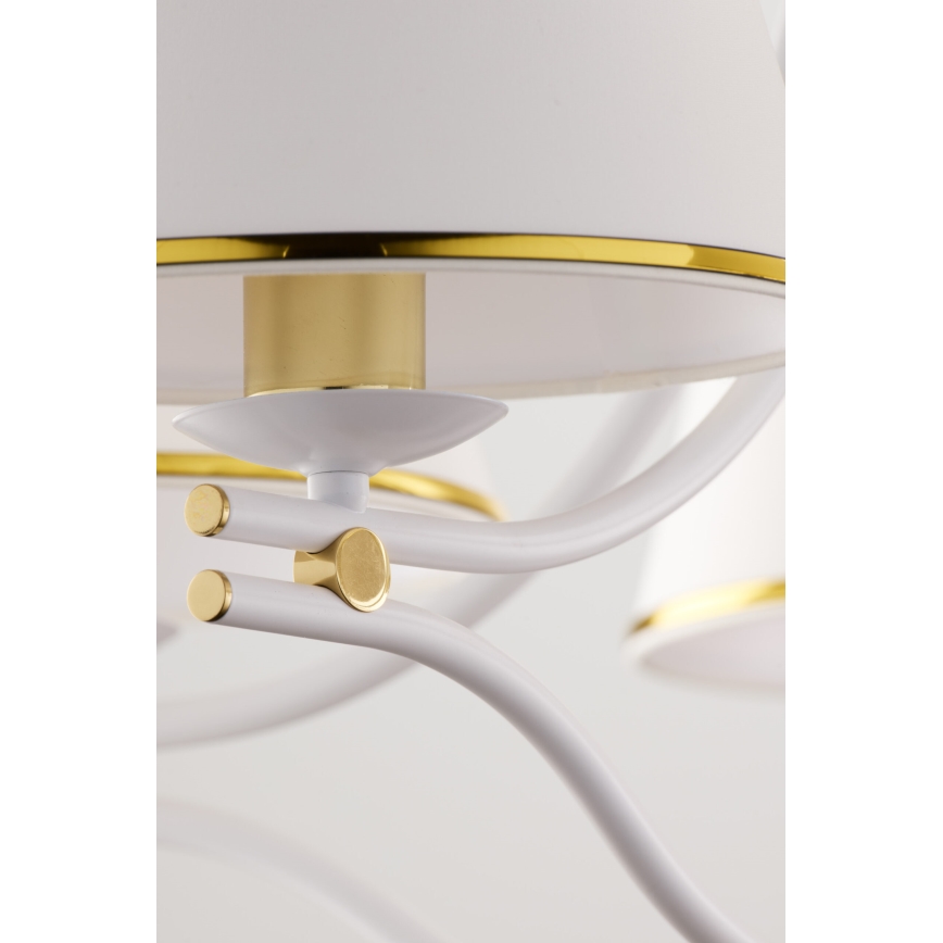 Jupiter 2084 - Luster na lancu SAMBA 5xE27/15W/230V bijela/zlatna