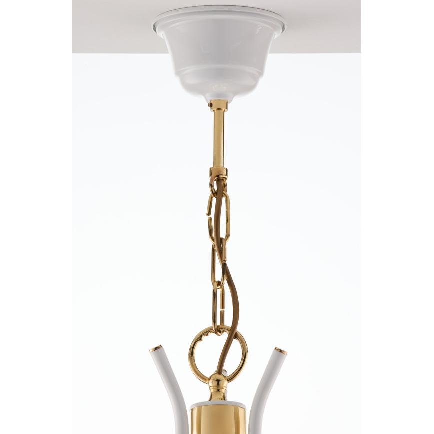 Jupiter 2085 - Luster na lancu SAMBA 3xE27/15W/230V bijela/zlatna
