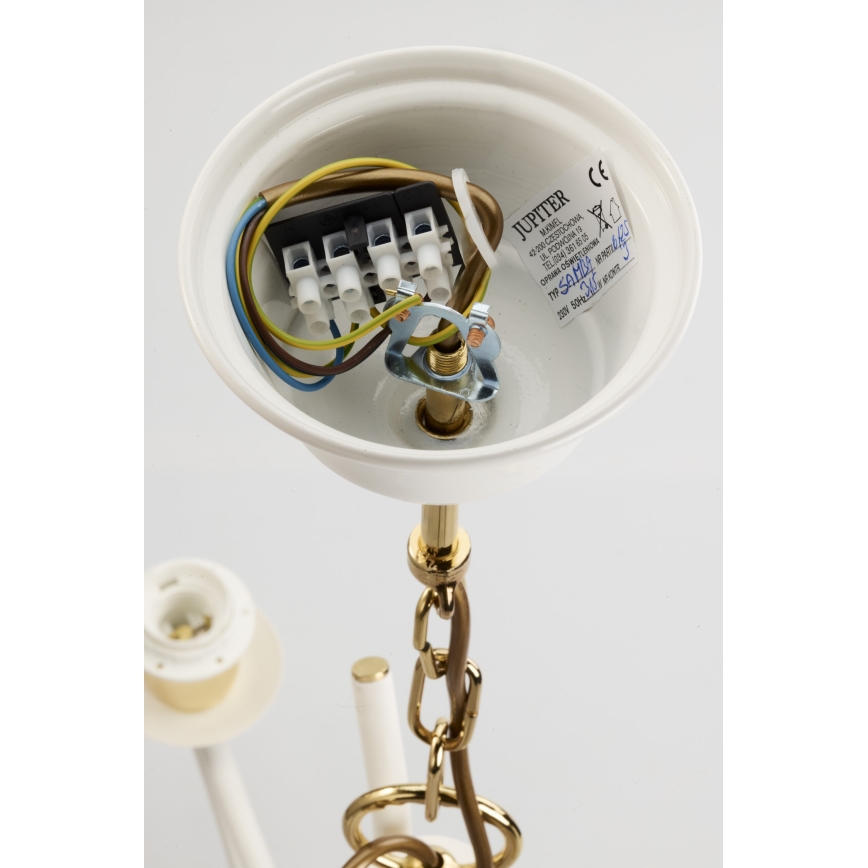 Jupiter 2085 - Luster na lancu SAMBA 3xE27/15W/230V bijela/zlatna