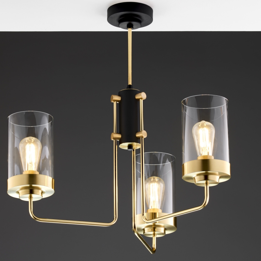 Jupiter 2087 - Luster na štapu RAMIREZ 3xE27/15W/230V zlatna/crna