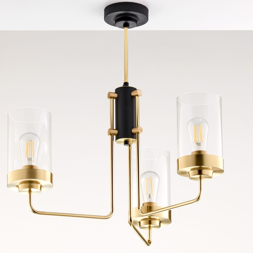 Jupiter 2087 - Luster na štapu RAMIREZ 3xE27/15W/230V zlatna/crna