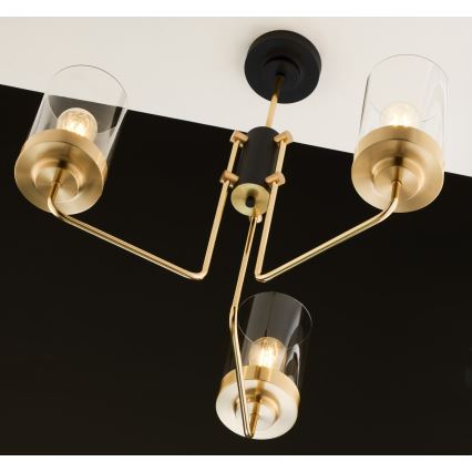 Jupiter 2087 - Luster na štapu RAMIREZ 3xE27/15W/230V zlatna/crna