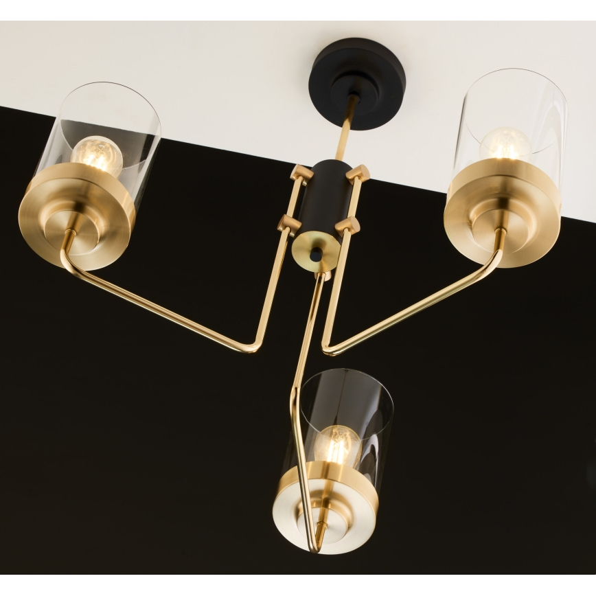 Jupiter 2087 - Luster na štapu RAMIREZ 3xE27/15W/230V zlatna/crna