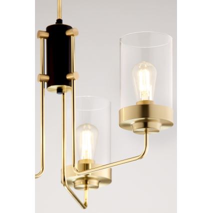 Jupiter 2087 - Luster na štapu RAMIREZ 3xE27/15W/230V zlatna/crna