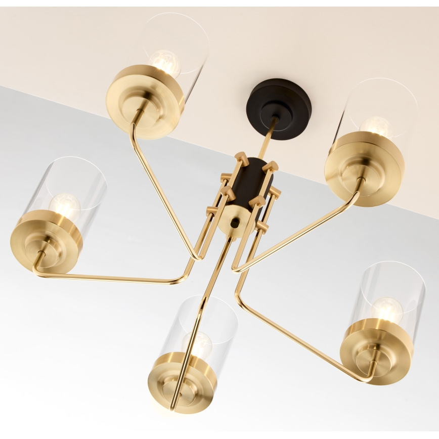 Jupiter 2088 - Luster na štapu RAMIREZ 5xE27/15W/230V zlatna/crna