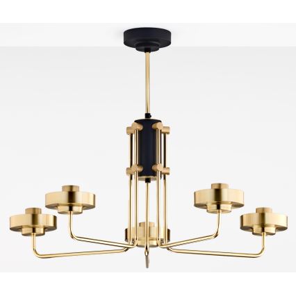 Jupiter 2088 - Luster na štapu RAMIREZ 5xE27/15W/230V zlatna/crna