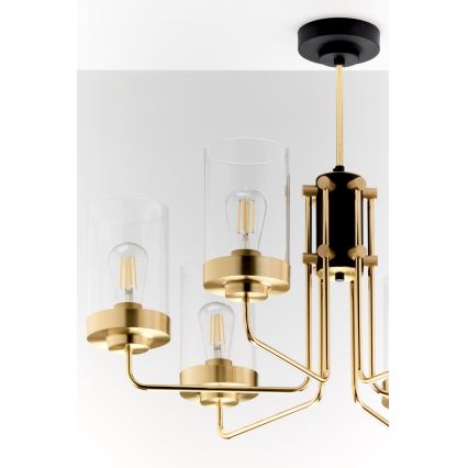 Jupiter 2089 - Luster na šipci RAMIREZ 6xE27/15W/230V zlatna/crna