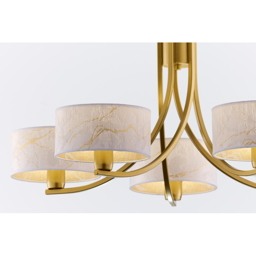 Jupiter 2097 - Luster na lancu ARTHUR 5xE27/15W/230V bijela/zlatna/mramorni dekor