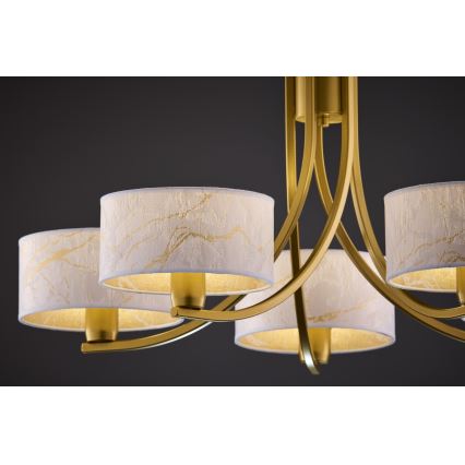 Jupiter 2097 - Luster na lancu ARTHUR 5xE27/15W/230V bijela/zlatna/mramorni dekor