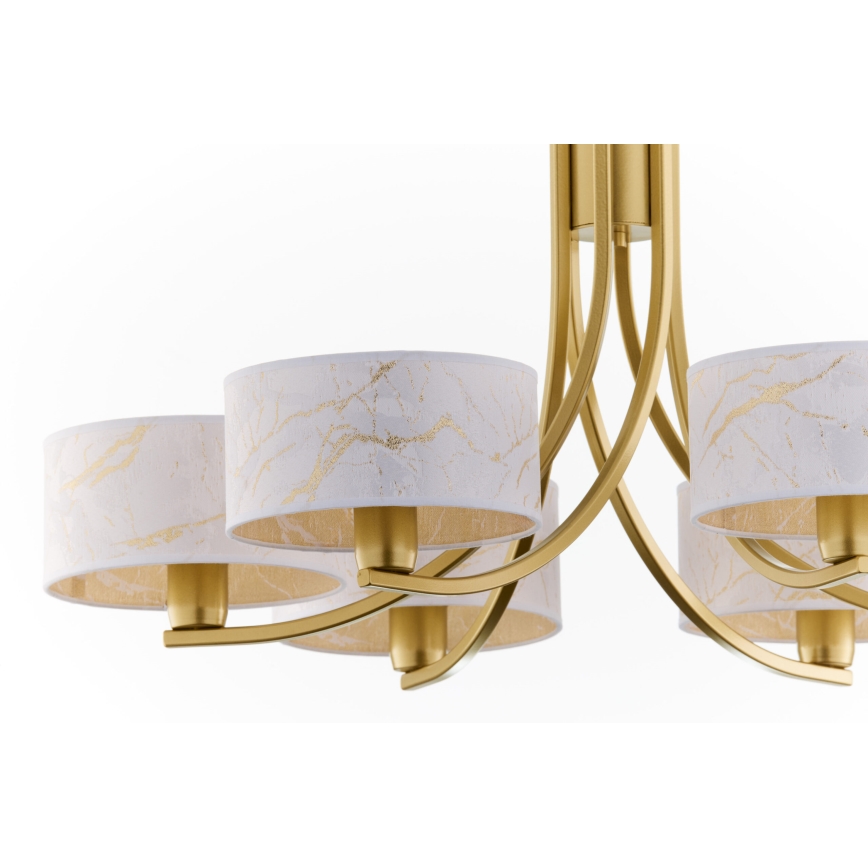 Jupiter 2098 - Luster na lancu ARTHUR 6xE27/15W/230V bijela/zlatna/s dekorom mramora