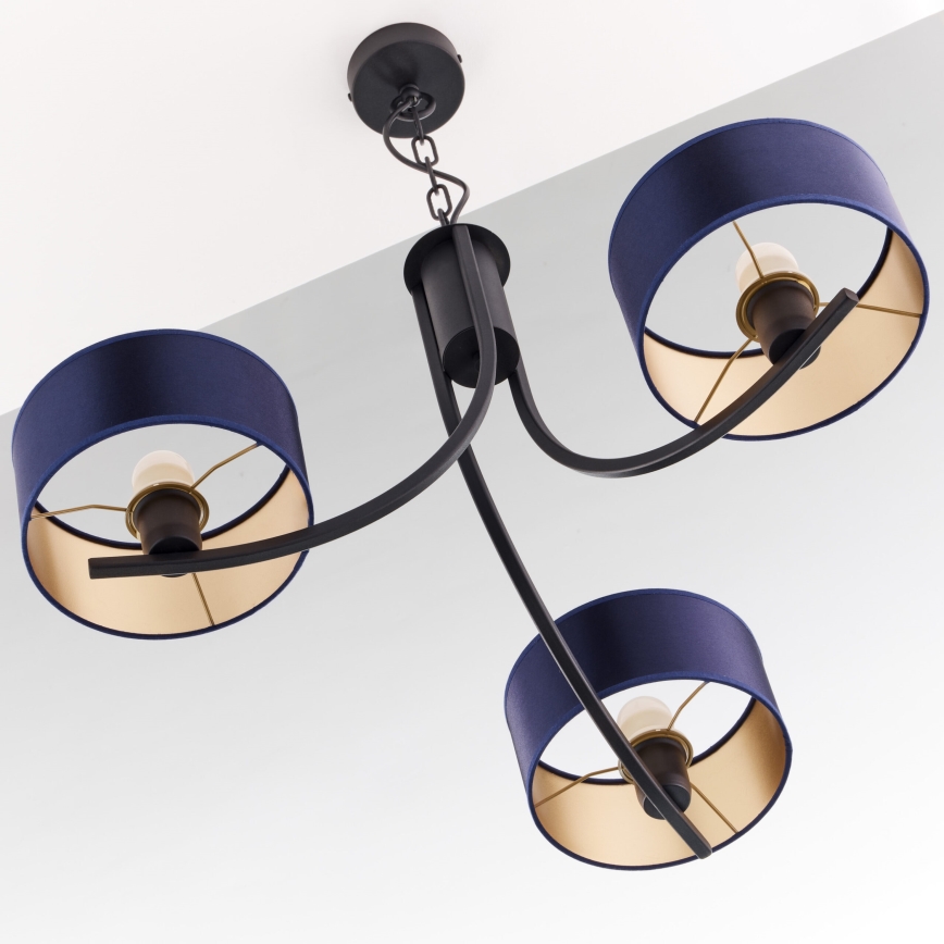 Jupiter 2099 - Luster na lancu ARTHUR 3xE27/15W/230V plava/crna