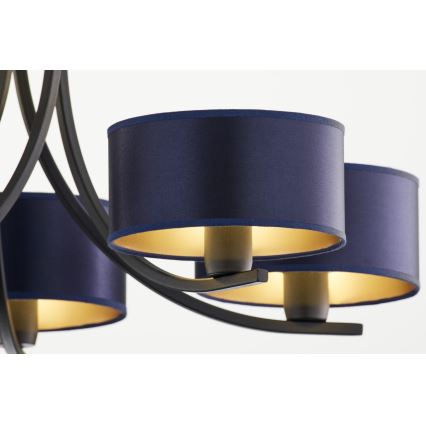 Jupiter 2101 - Luster na lancu ARTHUR 5xE27/15W/230V plava/crna