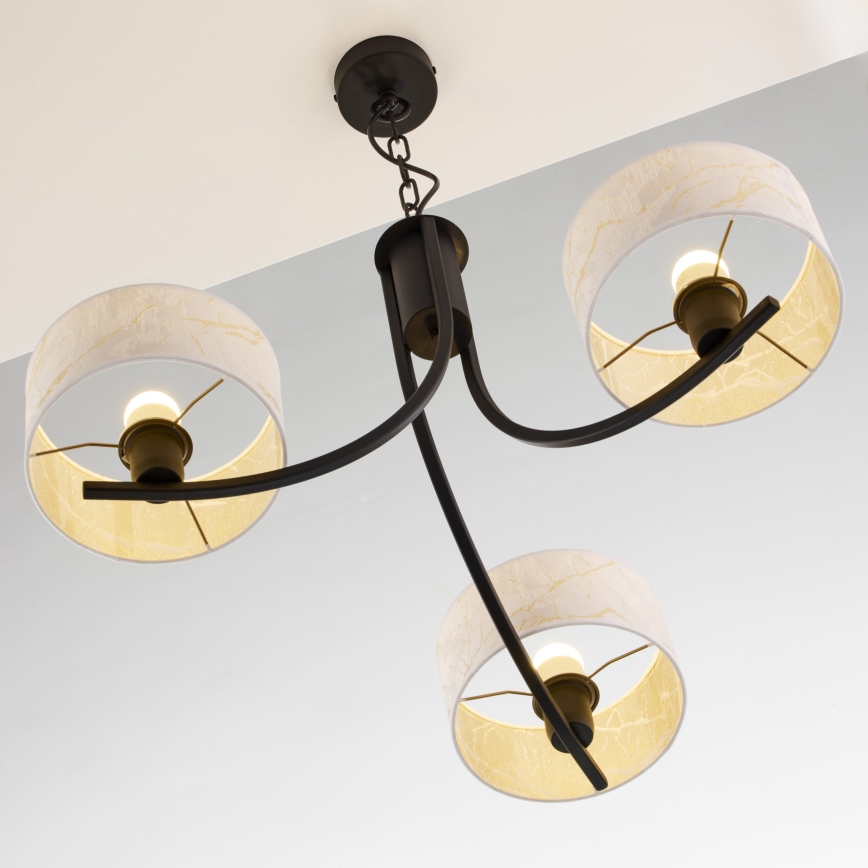 Jupiter 2103 - Luster na lancu ARTHUR 3xE27/15W/230V bijela/crna/dekor mramora