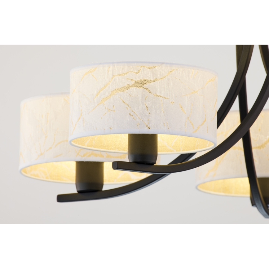 Jupiter 2104 - Luster na lancu ARTHUR 5xE27/15W/230V bijela/crna/dekor mramora