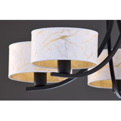 Jupiter 2104 - Luster na lancu ARTHUR 5xE27/15W/230V bijela/crna/dekor mramora