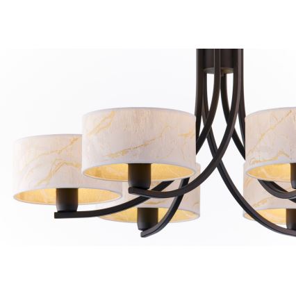 Jupiter 2105 - Luster na lancu ARTHUR 6xE27/15W/230V bijela/crna/mramorni dekor
