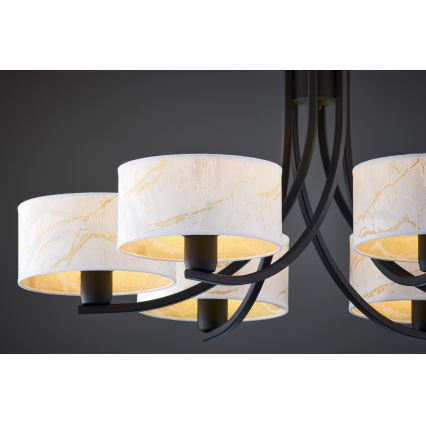 Jupiter 2105 - Luster na lancu ARTHUR 6xE27/15W/230V bijela/crna/mramorni dekor