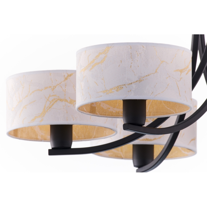 Jupiter 2105 - Luster na lancu ARTHUR 6xE27/15W/230V bijela/crna/mramorni dekor