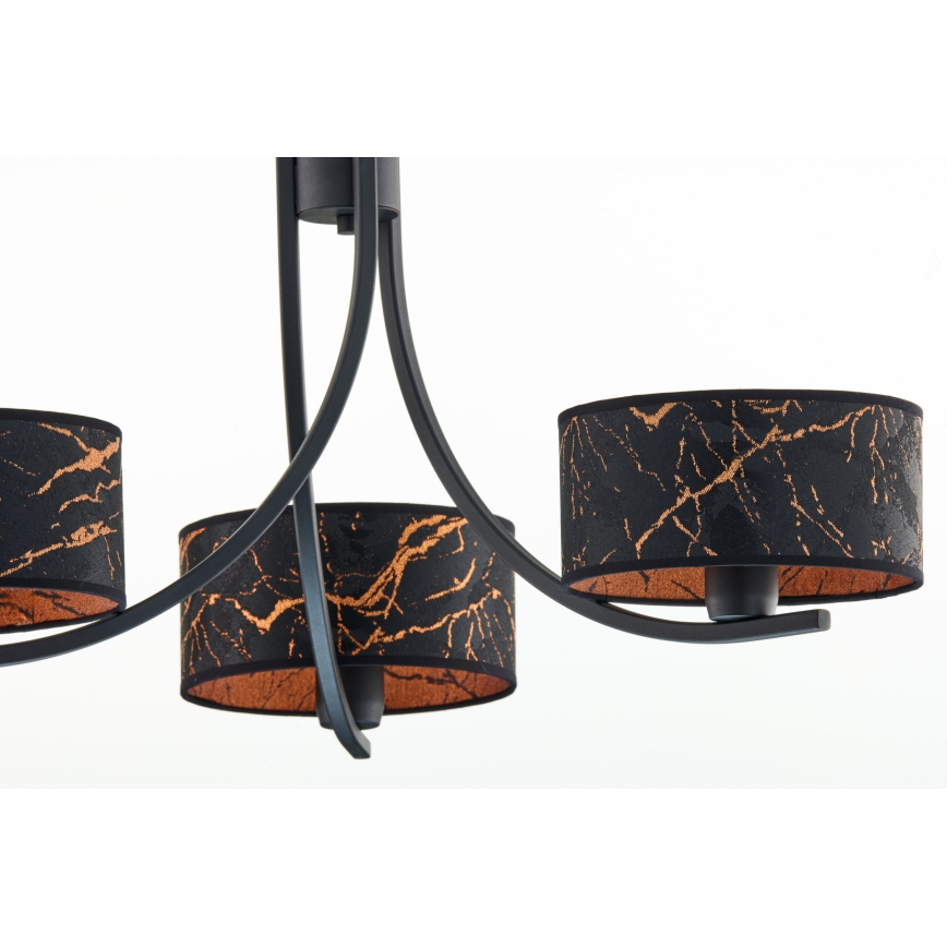Jupiter 2106 - Luster na lancu ARTHUR 3xE27/15W/230V crna/narančasta/mramorni dekor