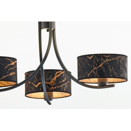Jupiter 2106 - Luster na lancu ARTHUR 3xE27/15W/230V crna/narančasta/mramorni dekor