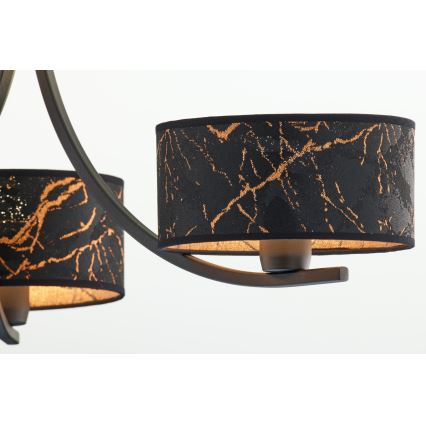 Jupiter 2106 - Luster na lancu ARTHUR 3xE27/15W/230V crna/narančasta/mramorni dekor