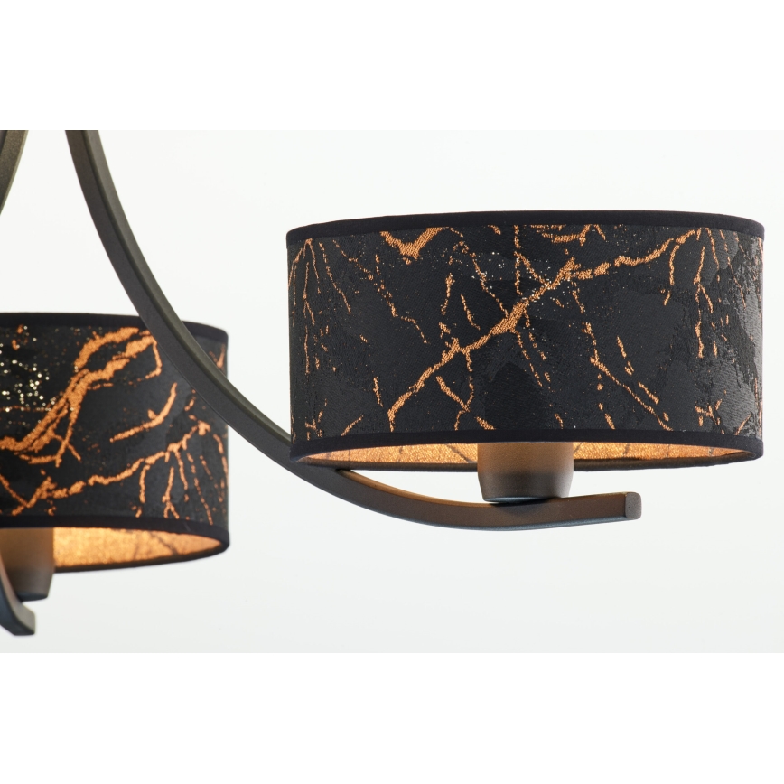 Jupiter 2106 - Luster na lancu ARTHUR 3xE27/15W/230V crna/narančasta/mramorni dekor