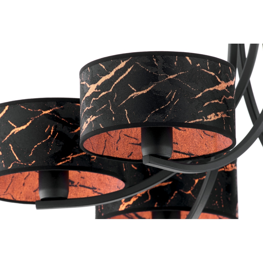 Jupiter 2108 - Luster na lancu ARTHUR 6xE27/15W/230V crna/narančasta/dekor mramora