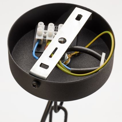 Jupiter 2108 - Luster na lancu ARTHUR 6xE27/15W/230V crna/narančasta/dekor mramora