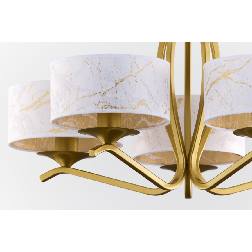 Jupiter 2110 - Luster na štapu KASZMIR 5xE27/15W/230V bijela/zlatna/dekor mramora