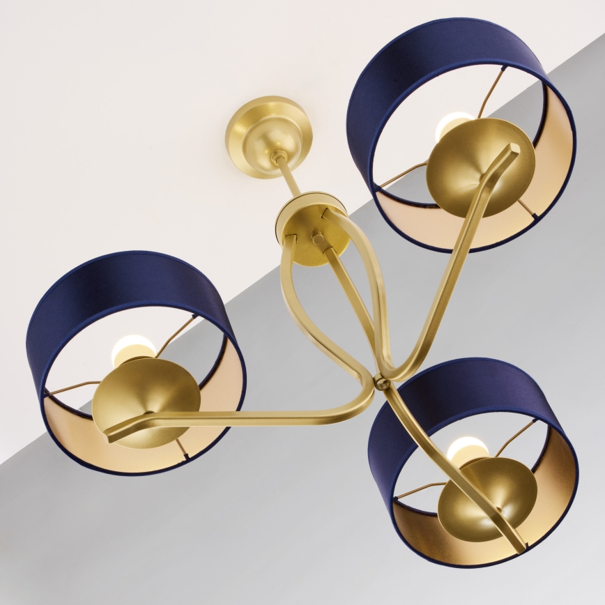 Jupiter 2113 - Luster na šipci KASZMIR 3xE27/15W/230V plavo-zlatni