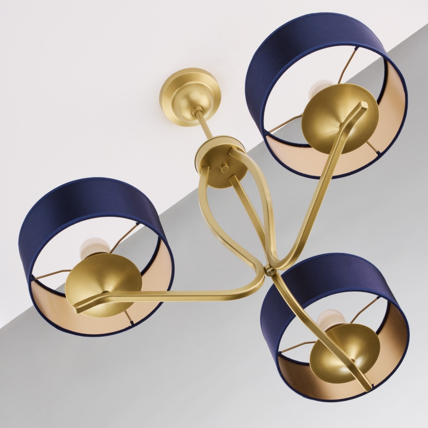 Jupiter 2113 - Luster na šipci KASZMIR 3xE27/15W/230V plavo-zlatni